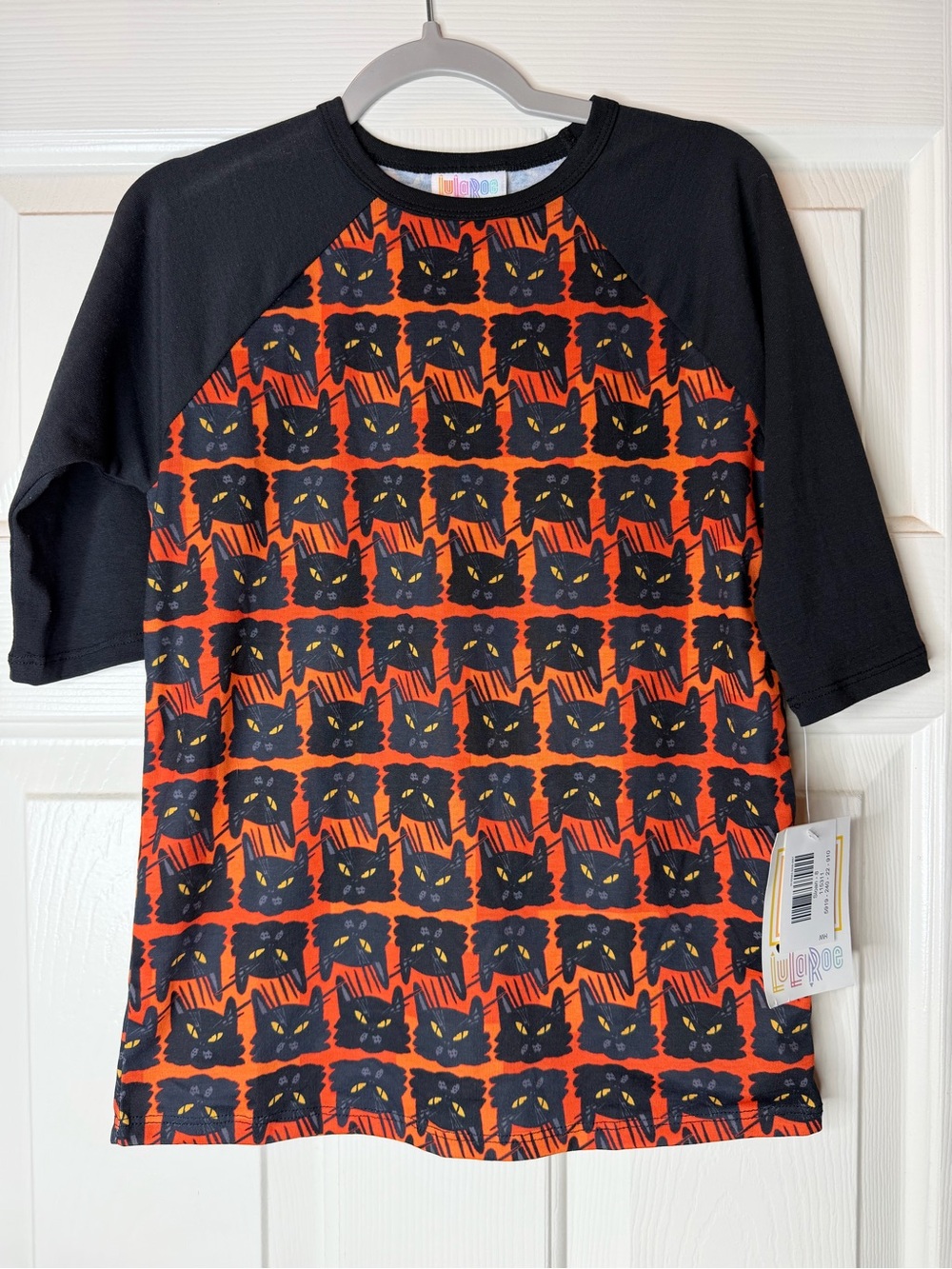 LuLaRoe Size 8 Kids Black & Orange Cat Sloan